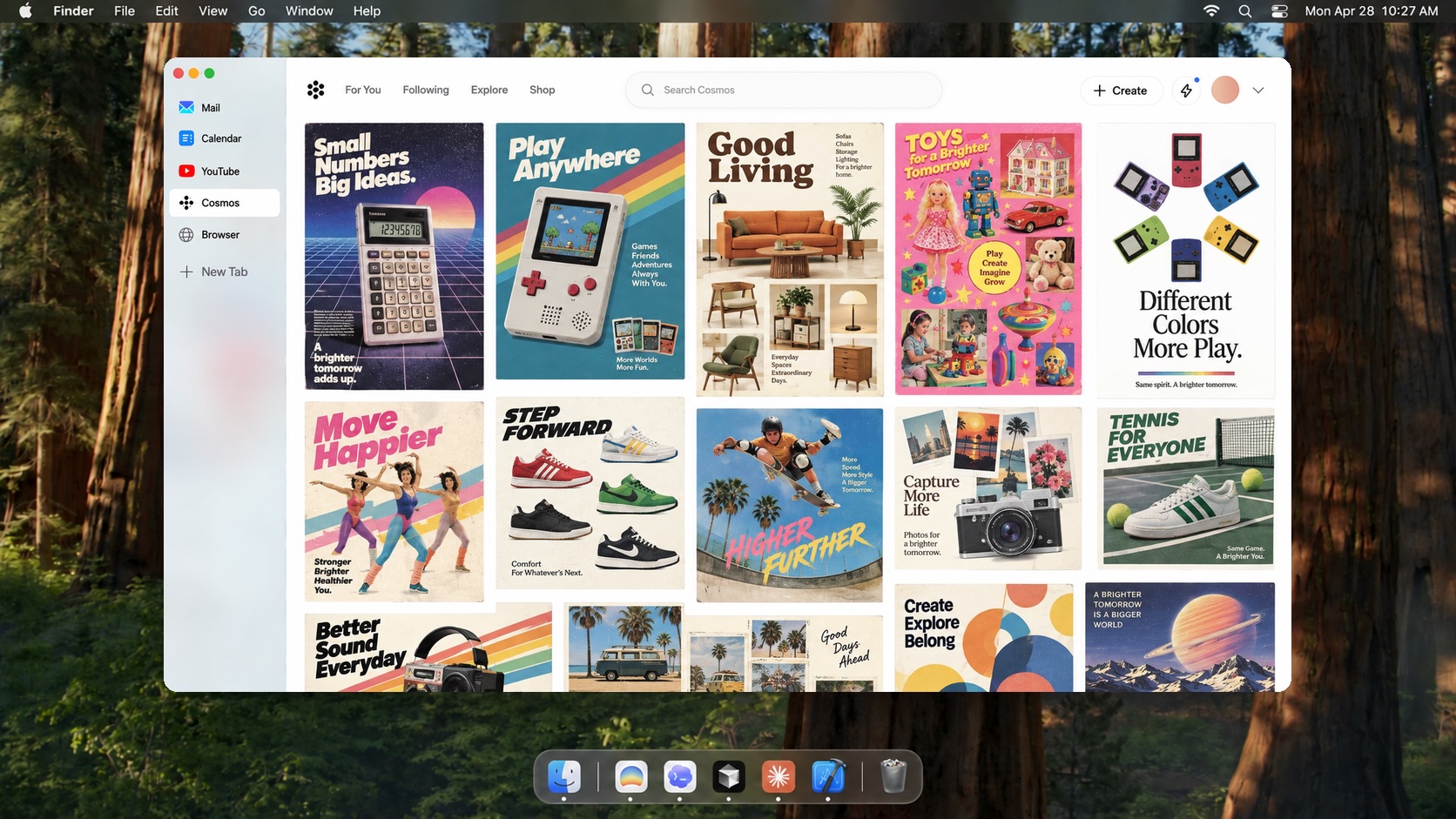 A Mac desktop with a moodboard of posters open.