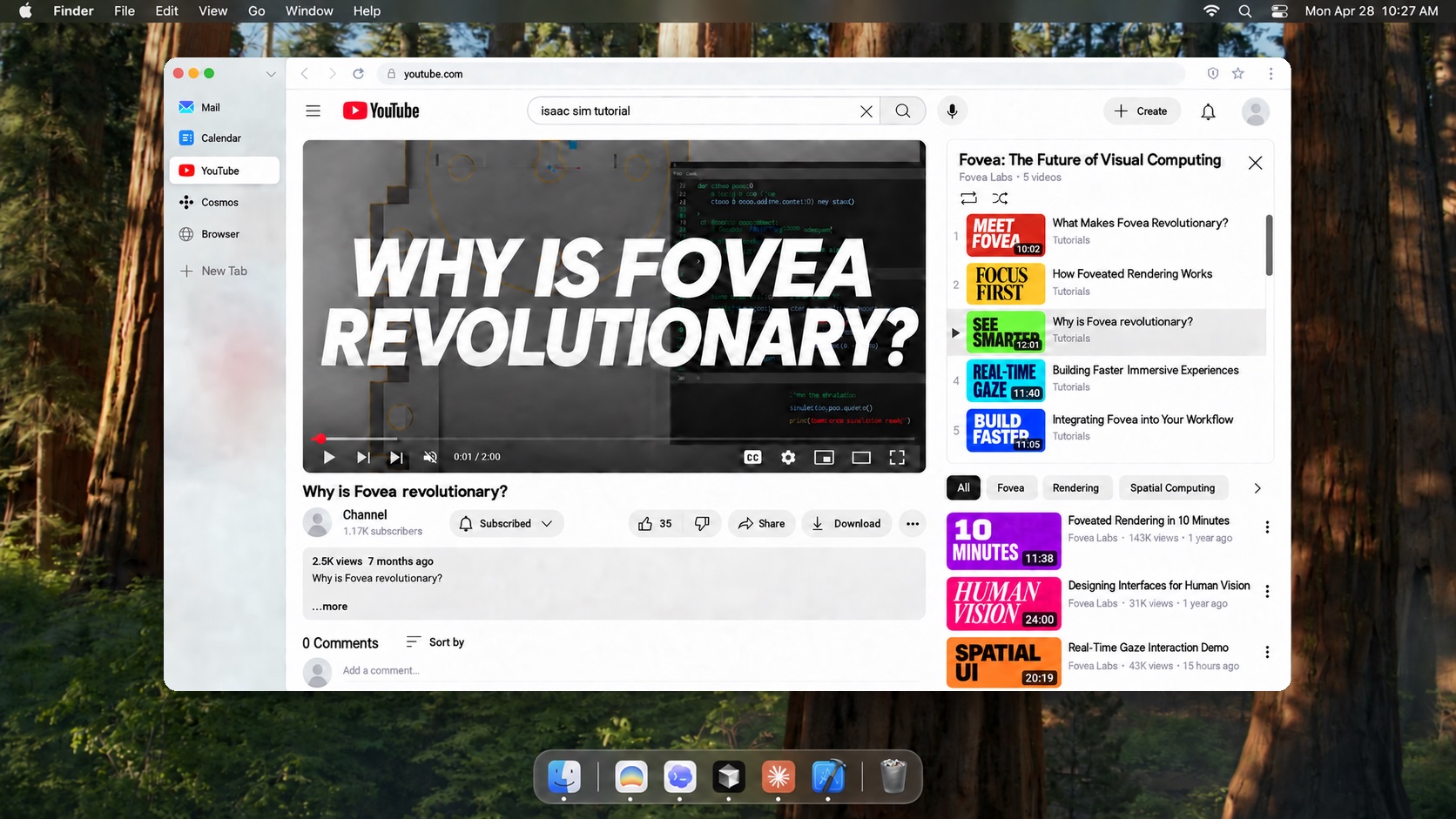 A Mac desktop with a video playing.